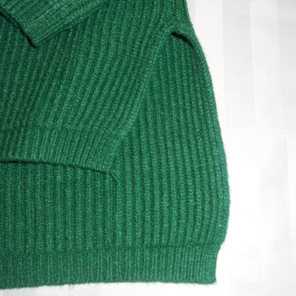 Turtleneck Sweater SMALL ONTT' New Green thick ribbed knit raglan sleeve - Picture 6 of 7